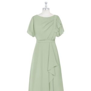 Azazie Aaliyah Modest Bridesmaid Dress, Dusty Sage, Size 18